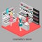 Isometric interior of cosmetics shop