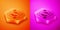 Isometric International community icon isolated on orange and pink background. Worldwide community. Cross cultural