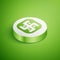 Isometric Jainism icon isolated on green background. White circle button. Vector Illustration