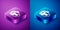 Isometric Jet engine turbine icon isolated on blue and purple background. Plane turbine. Airplane equipment. Jet