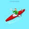 Isometric kayaker rowing sports Flat 3d isometry w