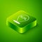 Isometric Kcal icon isolated on isolated on green background. Health food. Green square button. Vector