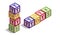 Isometric Kids Blocks with Letters and a Word `Toys`