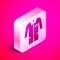 Isometric Laboratory uniform icon isolated on pink background. Gown for pharmaceutical research workers. Medical