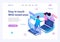 Isometric landing page design concept on the theme stay always in touch with your loved ones. For advertising concepts and web