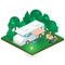 Isometric landscape for camping. Flat 3D illustration.