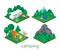 Isometric landscape for camping. Flat 3D vector illustration.