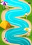 Isometric landscape resting on the river runner for the game, friends on vacation, fresh air, picnic, day off, stones, beach, sun