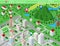 Isometric landscapes with city buildings, village, roads, parks, plains, hills, mountains, lakes, rivers and waterfall. Set of de