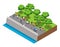 Isometric Landscaping Composition With People