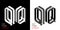 Isometric letter Q in two perspectives. From stripes, lines. Template for creating logos, emblems, monograms. Black and