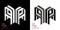 Isometric letter A in two perspectives. From stripes, lines. Template for creating logos, emblems, monograms. Black and