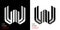 Isometric letter U in two perspectives. From stripes, lines. Template for creating logos, emblems, monograms. Black and