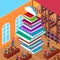 Isometric Library. Stack Books. Concept Knowledge