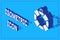 Isometric Lifebuoy icon isolated on blue background. Lifebelt symbol. Vector