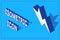 Isometric Lightning bolt icon isolated on blue background. Flash sign. Charge flash icon. Thunder bolt. Lighting strike