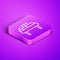 Isometric line Acupuncture therapy icon isolated on purple background. Chinese medicine. Holistic pain management