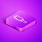 Isometric line Adhesive roller for cleaning clothes icon isolated on purple background. Getting rid of debris, dust