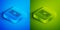 Isometric line Bandage plaster icon isolated on blue and green background. Medical plaster, adhesive bandage, flexible