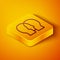 Isometric line Bipolar disorder icon isolated on orange background. Yellow square button. Vector