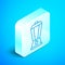 Isometric line Blender icon isolated on blue background. Kitchen electric stationary blender with bowl. Cooking