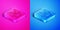 Isometric line Broken window icon isolated on pink and blue background. Damaged window. Beaten windowpane concept