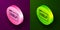 Isometric line Browser help icon isolated on purple and green background. Internet communication protocol. Circle button
