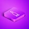 Isometric line Bullet icon isolated on purple background. Purple square button. Vector