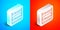Isometric line Bunk bed icon isolated on blue and red background. Silver square button. Vector