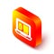 Isometric line Buying drugs online on laptop icon isolated on white background. Online buying symbol. Orange square