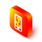 Isometric line Buying drugs online on mobile phone icon isolated on white background. Online buying symbol. Orange