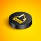 Isometric line Camera vintage film roll cartridge icon isolated on yellow background. Film reel. 35mm film canister