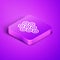 Isometric line Caviar icon isolated on purple background. Purple square button. Vector.