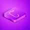 Isometric line Celsius icon isolated on purple background. Purple square button. Vector Illustration