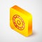 Isometric line Chakra icon isolated on grey background. Yellow square button. Vector