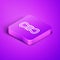 Isometric line Climber rope icon isolated on purple background. Extreme sport. Sport equipment. Purple square button