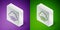 Isometric line CO2 emissions in cloud icon isolated on purple and green background. Carbon dioxide formula, smog