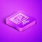Isometric line Computer monitor screen icon isolated on purple background. Electronic device. Front view. Purple square