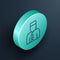 Isometric line Concierge icon isolated on black background. Turquoise circle button. Vector
