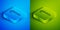 Isometric line Crowbar icon isolated on blue and green background. Square button. Vector