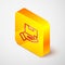 Isometric line Delivery insurance icon isolated on grey background. Insured cardboard boxes beyond the shield. Yellow