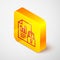 Isometric line Document and lock icon isolated on grey background. File format and padlock. Security, safety, protection