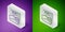 Isometric line Drought icon isolated on purple and green background. Silver square button. Vector