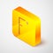 Isometric line Fahrenheit icon isolated on grey background. Yellow square button. Vector Illustration