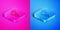 Isometric line Gender icon isolated on pink and blue background. Symbols of men and women. Sex symbol. Square button