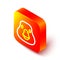 Isometric line Goose bird icon isolated on white background. Animal symbol. Orange square button. Vector