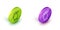 Isometric line Hand grenade icon isolated on white background. Bomb explosion. Green and purple circle buttons. Vector