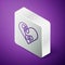 Isometric line Healed broken heart or divorce icon isolated on purple background. Shattered and patched heart. Love