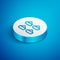 Isometric line Indian spice icon isolated on blue background. White circle button. Vector
