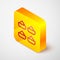 Isometric line Indian spice icon isolated on grey background. Yellow square button. Vector